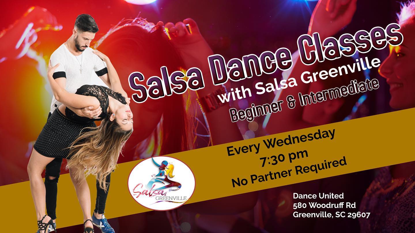 beginner and intermediate salsa dance classes wednesdays in greenville, sc