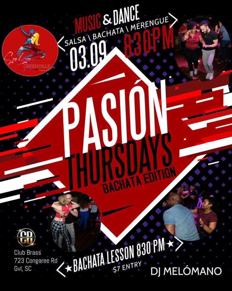 Local Salsa Dance Lesson and social event in Greenville, SC March 9 2023 - Pasion Thursdays